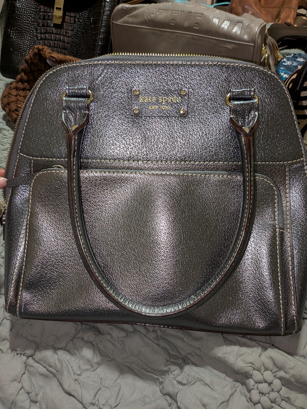 Kate Spade Metallic Silver Dome Satchel